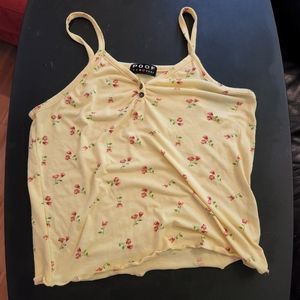 3/$10 Cropped Yellow Floral Tank Poof NY Size Medium